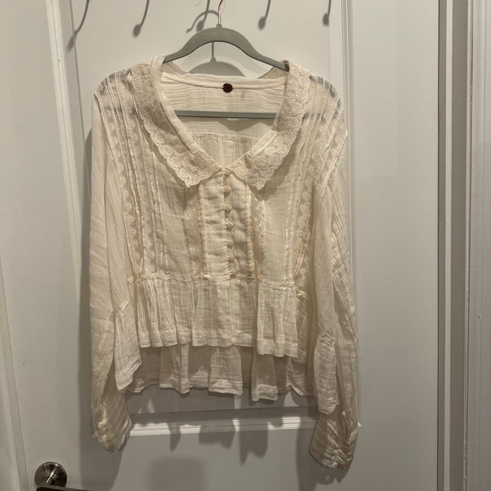 FP 1 Elodie Elegant Cream Button-Down Blouse - Picture 5 of 5